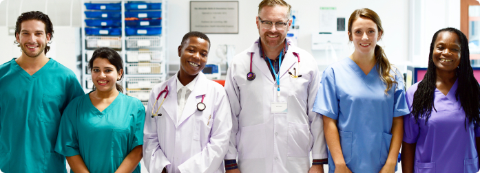 A smiling group of medical professionals